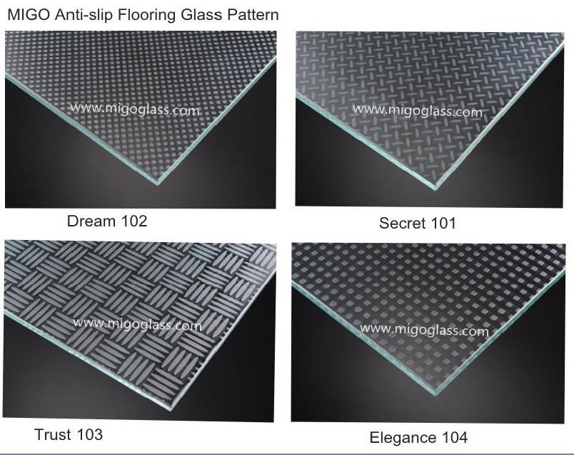 anti-slip glass patterns and textures
