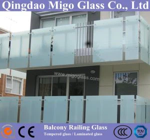 Kaca Pagar Balkon, Kaca Bangunan Tergores Kimia Yang Tidak Jelas